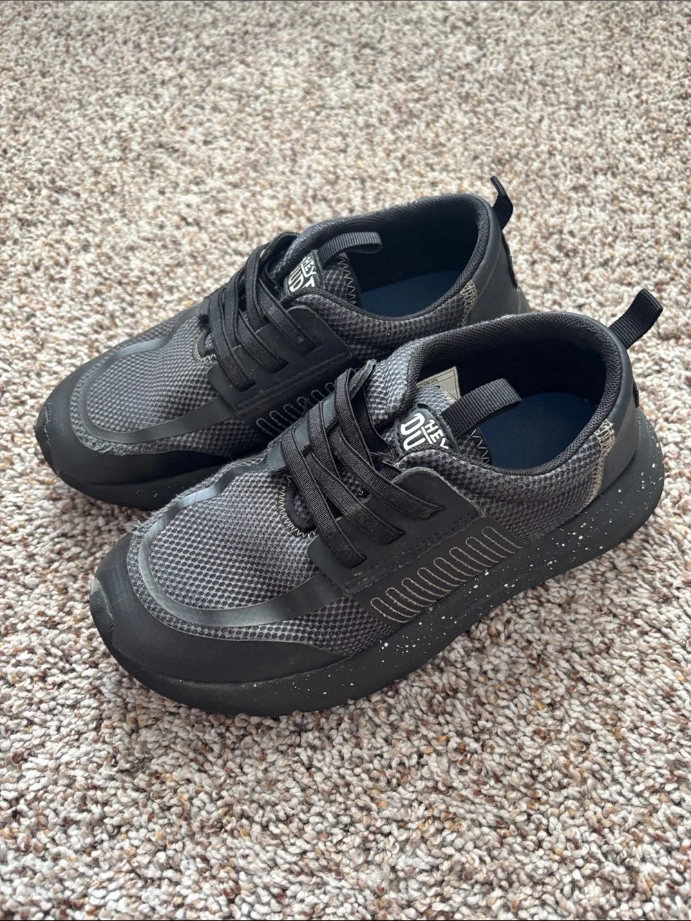 Hey Dude Black and Gray Kids Sneakers